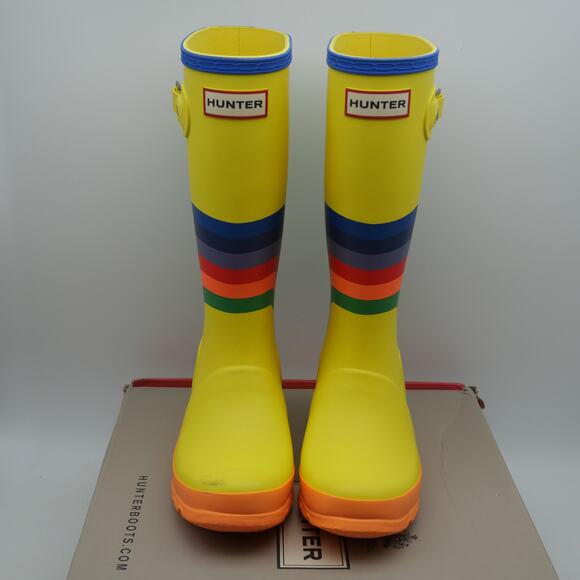 NEW HUNTER Original Wiggle Rainbow Boots Kids Tall Rain Yellow Wellies UK 1 - Picture 7 of 12